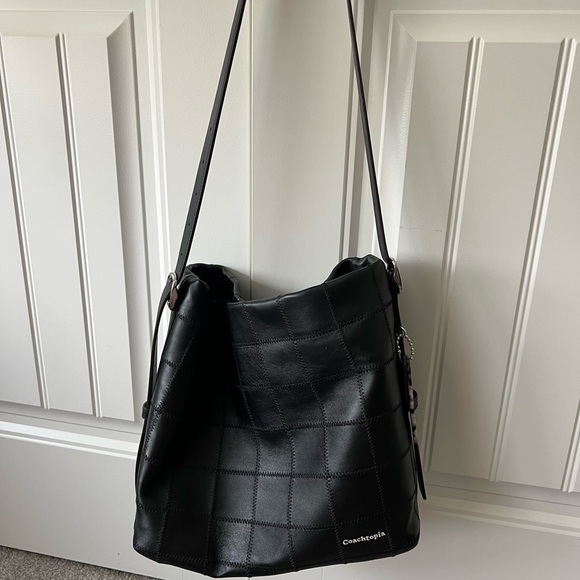 Coachtopia Alter/Ego Black Leather Checkerboard Hobo Bag - Picture 2 of 5